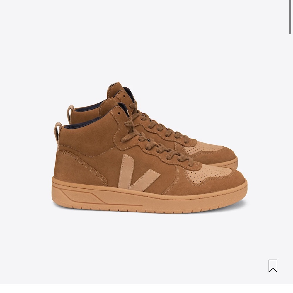 Veja size 11.5 us Tan High-Top Sneakers with Suede Finish